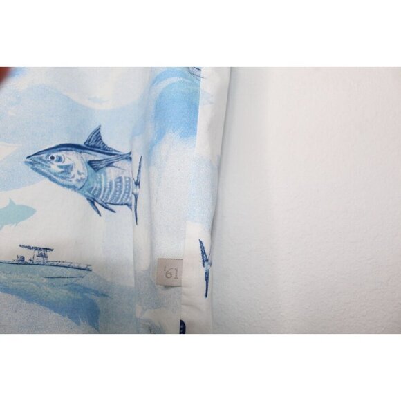 Cabela's Fishing Button Down Shirt Mens L Blue White Vented Relaxed Fit Athletic - Picture 5 of 10